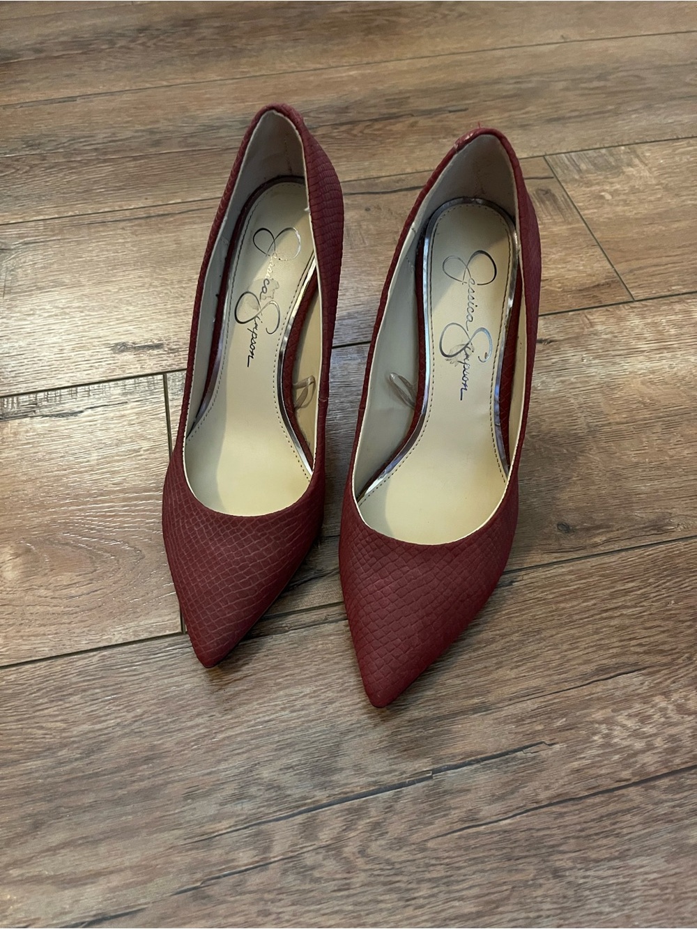 Jessica Simpson Burgundy Pointed-Toe Stiletto Pumps